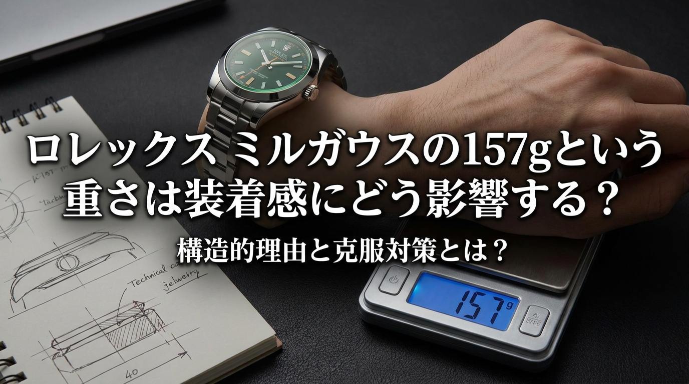 ロレックス ミルガウスの157gという重さは装着感にどう影響する？構造的理由と克服対策とは？