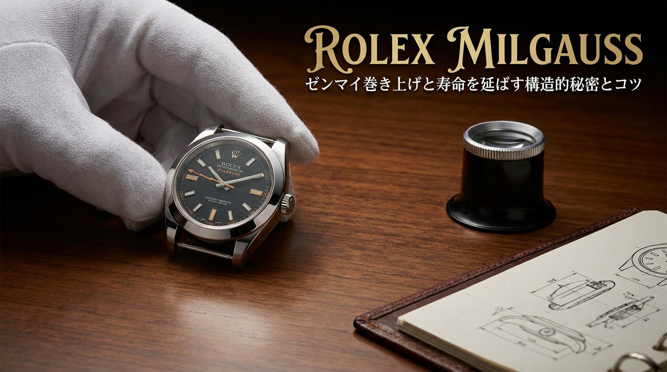 ロレックス ミルガウスのゼンマイ巻き上げ、寿命を延ばす構造的秘密とコツとは？