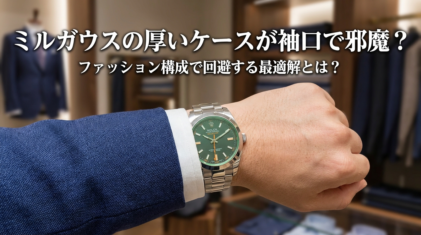 ミルガウスの厚いケースが袖口で邪魔？ファッション構成で回避する最適解とは？