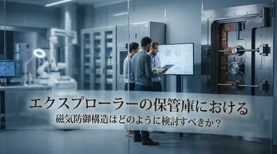 エクスプローラーの保管庫における磁気防御構造はどのように検討すべきか？