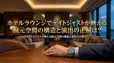 ホテルラウンジでデイトジャストが映える腕元空間の構造と演出の正解は？