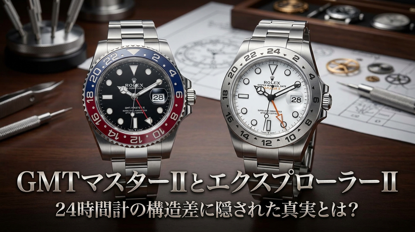 GMTマスターIIとエクスプローラーII、24時間計の構造差に隠された真実とは？