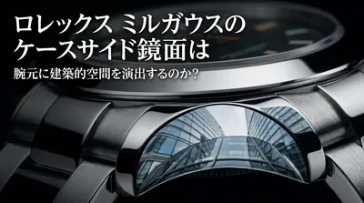 ロレックス ミルガウスのケースサイド鏡面は腕元に建築的空間を演出するのか？